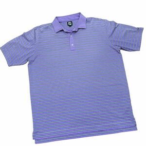 ⛳ FootJoy ProDry‎ Purple Striped Lisle Golf Polo Shirt Men’s 2XL Self Collar 🟣